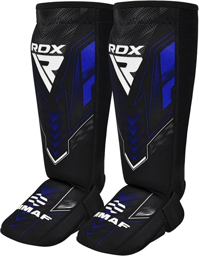 RDX IMMAF Parastinchi Kickboxing, boxe per arti marziali MMA parastinchi imbottitura Shin Guard Sparring, protezione piedi da uomo e da donna