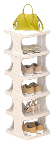 Générique Porte Chaussures | Étagère à Chaussures | Meuble Rangement 6 Niveaux Pliable Vertical Compact 26cm Largeur | Organisateur Gain de Place Entrée Placard Couloir