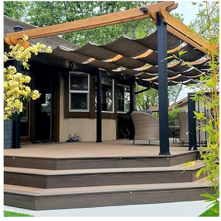 Tenda parasole retrattile a forma di U, per patio, padiglione, pergola, 1,8 m x 14 m, protezione dai raggi UV, resistente alle intemperie, facile installazione, perfetta per giardini.
