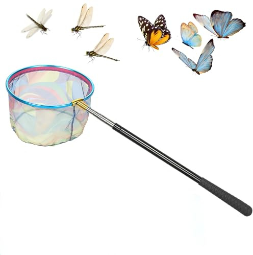 Red Mariposas Telescópica, Cazamariposas Redes de Pesca Extensible Acero Inoxidable, Red Piscina Longitud Ajustable 65-176cm para Atrapa Insectos, Estanques, Peces, Actividades Al Aire Libre