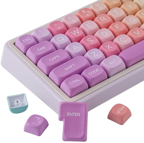 Sunzit MOA Keycaps UK Layout,132 Keys PBT ISO Keycaps Cute Rainbow Candy Custom Keycap Set for Cherry MX Switches ISO UK Layout Mechanical Gaming Keyboard