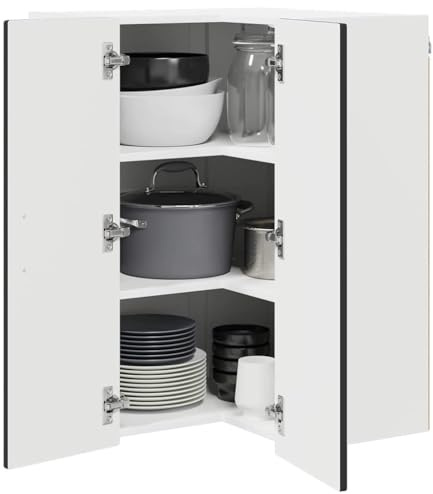 vidaXL Kitchen Wall Cabinet Black 57 x 57 x 80 cm Engineered Wood, Contemporary Kitchen Unit, Modern Cabinet, Wall Storage Solutions, Minimalist Shelves, Functional Options