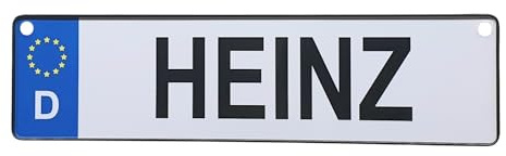 Albatros GmbH Autokennzeichen, Alu Namensschild Heinz, Personalisiertes Nummernschild mit 2 Saugnäpfen für Auto, LKW, Kinderzimmer, Bobbycar, Kettcar, oder zur Geburt von Heinz