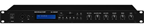 MONACOR SA-130DMP Stereo-Verstärker, 140 Watt Amplifier mit integriertem MP3-Spieler, Bluetooth-Empfänger, FM-Radio, Regelbarer Mikrofon- und Aux-Eingang, in Schwarz