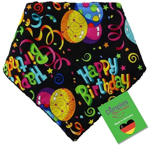 Dimples Hundehalstuch - Geburtstag Party - Halstuch, Bandana, Dreieckstuch für kleine mittlere und grosse Hunde Welpen und Katzen - Hundebesitzer Geschenk - Hundegeburtstagsgeschenk alle Größen (30cm)