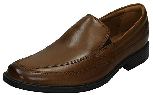Clarks Men's Tilden Free Loafers, Brown Dark Tan Leather, 10 UK
