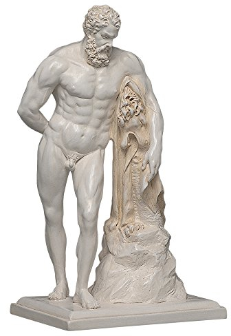 Skulpturenmanufaktur Potsdam Herkules Farnese Skulptur aus hochwertigem Zellan, echte Handarbeit Made in Germany Figur, Statue in weiß, 26cm