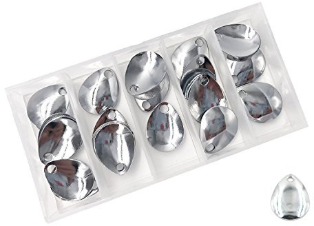 Spinnerklingen für Harte Köder, Spinnerköder 50 Stück, Fishing Spinner Blade Spinnerblatt Spinnerblätter für Spinn & Meeresvorfächer Hard Lures Worm Spinner Baits (Silver, S)