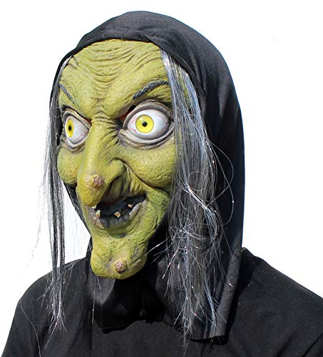 PartyHop - Alte Hexe Maske – Halloween gruselig Horror Cosplay Kostüm