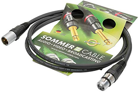 Sommer Cable Mikrofonkabel Carbokab 225 XLR 3-pol male Neutrik NC3MX-SOM/XLR 3-pol female Neutrik NC3FX-SOM, schwarz (10m)