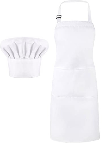 SATINIOR 2 Stücke Kochmütze und Schürzen Büffel Plaid Kariert Damen Schürze für Weihnachten Feiertag
