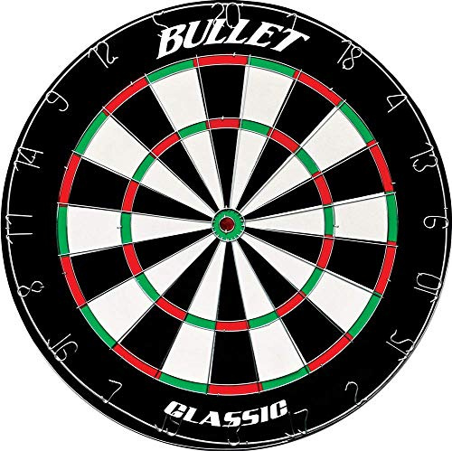 BULLET-Darts Dartscheibe mit Offiziellen Turniermaßen - Aus Sisal mit extra dünner Stahlspinne - Dartscheibe Steeldarts - Ø45cm - 4CM Dicke - Für Profi und Hobby Darter - inkl. 21 Steeldarts