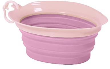 United Pets Leaf Bowl Ciotola da Viaggio per Cani, di Design, Pieghevole e Portatile, in Silicone Atossico, rosa, Taglia unica