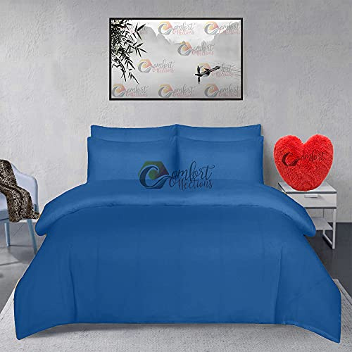 Comfort Collections Brushed 100% Cotton Flannel Flannelette Plain Duvet Quilt Cover Bedding Set Blue Single 135cm x 200cm Approximate
