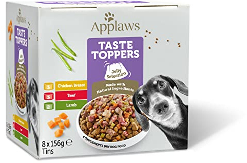 Applaws Nourriture Humide Naturelle pour Chiens – Sélection de Viandes aux Légumes en Gelée, 8 x 156g