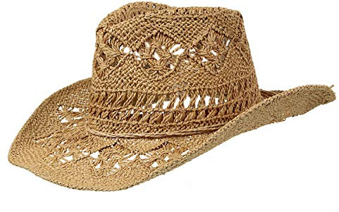EOZY Men & Women's Summer Cowboy Cowgirl Straw Hat Hollow Out Woven Roll Up Wide Brim Hat (US, Numeric, 7, 7 1/4, Camel)