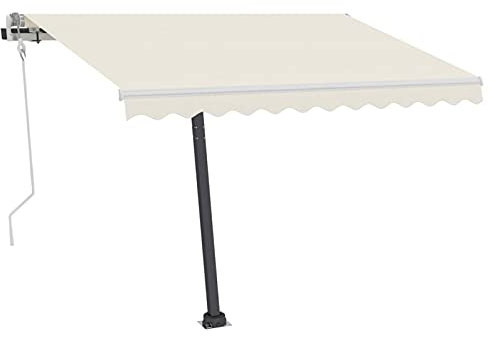 Tidyard Gelenkarmmarkise Einziehbar mit LED UV-beständig Balkonmarkise Sonnenschutz Sichtschutz Terrassenmarkise Balkon Outdoor-Markise 300x250 cm Creme