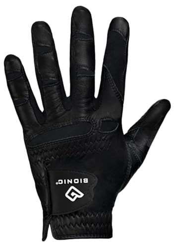 Bionic Men's StableGrip with NaturalFit 2.0 Golf Glove with Dual Expansion Thumb for Best Fit - Premium Cabretta Leather… (Black, X-Large, Right)
