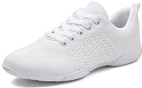 Damen Cheerleading Schuhe Mädchen Leicht Atmungsaktiv Cheer Schuhe Drinnen Team Tanzschuhe Training Schuhe Weiß 36