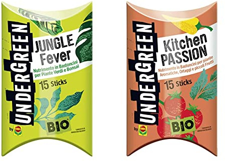Undergreen JUNGLE Fever, Nutrimento in Bastoncini per Piante Verdi e Bonsai, 15 Bastoncini & Kitchen PASSION, Nutrimento in Bastoncini per Piante Aromatiche