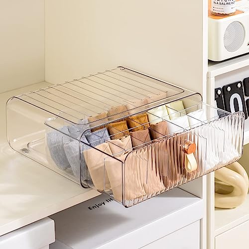 MSHOMELY Unterwäsche Organizer Schublade Aufbewahrung stapelbar Kunststoff Schublade Organizer mit Trennwänden Aufbewahrungsschublade für BHs Socken Krawatten Gürtel Babykleidung, 24 Fächer