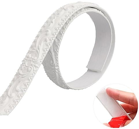 Zayejod 5M Self Adhesive Decorative Trim, 3D Wallpaper Border, Tile Edgings, Sticky Wall Lines for Mirror Edge, TV Background Wall (White, 3.6CM)