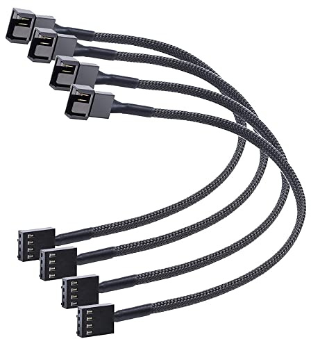 Gebildet 4Stück 4Pin PWM Lüfterverlängerung, Stromkabel, Anschlussgehäuse, Stecker auf Buchse, für Computer, Kompatibel mit 4-Pin und 3-Pin PWM Lüfter (42cm)
