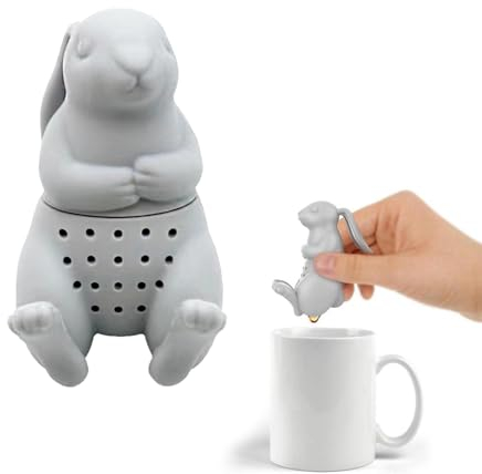Kreative Silikon teeei, Niedliches teeei für losen tee, Interessantes tee ei sieb-Diese tee sieb macht die Teezeit angenehm(graues Kaninchen)