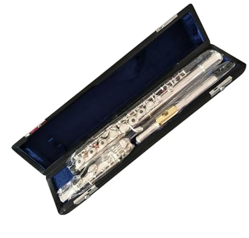 Professionelle Querflöte Goldenes Mundstück, Flöte, 17 Löcher, Offenes Loch, C-Stimmung, Flöte, Neusilber-Körper, E-Tasten-Flöte