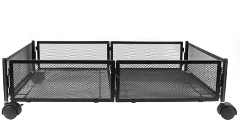HUOLE Rangement sous le lit, conteneurs de rangement sous le lit avec roulettes, assemblage sans outil, tiroir de rangement en métal pour chambre à coucher,60 * 40 * 17cm-noir-1PC