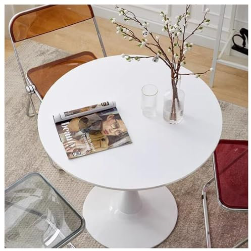 JHAISMAO Runder Bistro-Stehtisch Esstisch Tulpe Restaurant Freizeittisch Kleiner runder Tisch Weiß Heim Couchtisch Verhandlungstisch Milchtee-Ladentisch (Size:70cm,Color:Weiß)