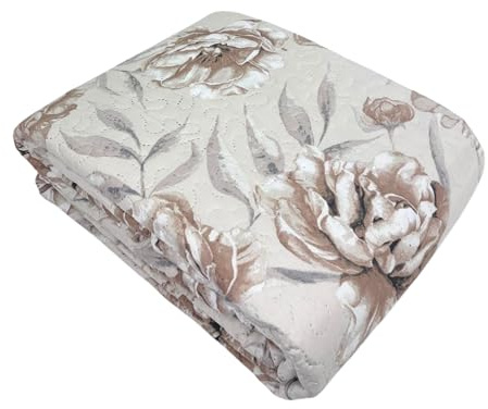 Tata Home Trapuntino Mezza Stagione Leggero Piazza Mezza 210x250 cm Copriletto Trapuntato Primaverile Estivo Quilt Autunnale Moderno Elegante Dis. 4 Beige