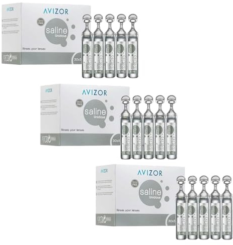 Avizor Saline - Soluzione Fisiologica Monodose Avizor 30x5ml - Pacco da 3 scatole = 90 unità - Pulizia e Idratazione delle Lenti a Contatto
