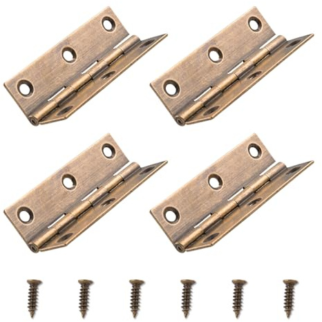 Tycoonest 4Pcs Brass Door Hinges 2 Inch with Screws, Decorative Antique Bronze Vintage Folding Butt Hinges for Doors Windows Cabinets Wooden Boxes