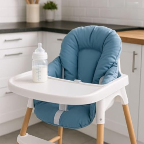 Easy Dort - Coussin de Chaise Haute bébé Coton Enduit Couleur - Lagon - Fabriqué en France