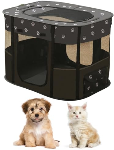 Portable Pet Playpen/Soft Dog Crate,Cat Carrier Large Playground for Puppy Carrier/Rabbit Run/Kitten Cat Indoor Outdoor Travel Camping Use 70X55X45CM (S,Black)