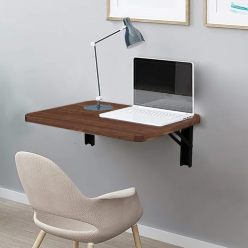Shally Dogan Mesa de Pared Plegable 60 x 40 cm de Madera, estantería de Pared Plegable, Ahorra Espacio, versátil, Escritorio para Ordenador, Mesa de Comedor, salón, salón, baño, Cocina (Nogal)