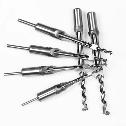 6Pcs Square Auger Mortising Chisel Drill Auger Mortise Drill Bit Set, Mortising Chisel Woodworking Tool Diy Woodworking Tools(7PCS)