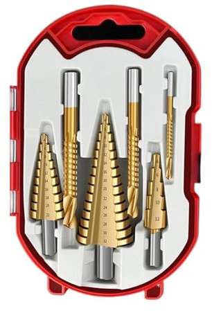 broca escalonada broca escalonada en espiral, Juego de brocas enchapadas de 6 uds, cortador de agujeros de Metal, núcleo de cono de madera