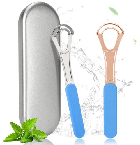 Zivacate 2pcs Raschietto Lingua, Spazzola per Lingua, Raschia Lingua in acciaio inox, Pulizia Lingua, Spazzolino per la Lingua, Tongue Scraper per Lingua, Trattamento per l'alitosi Adulti e Bambini