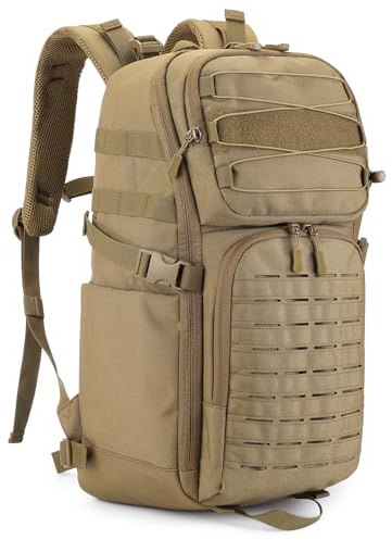 HUNTVP Militärryggsäck, 25 L/35 l, taktisk ryggsäck, molle, stor ryggsäck för män, kvinnor, resor, camping, vandring, arbete, skola, klättring