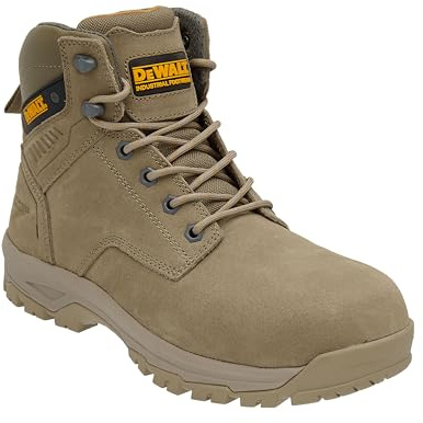 DEWALT Cranson Stone Bottes de travail de sécurité pour homme, 5 pouces en cuir Nubuck, coque en acier, résistantes au glissement (Pierre, Système de taille de chaussures du Royaume-Uni, Adulte, Homme