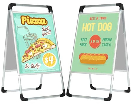 ybaymy Pavement Sign A Board Pavement Sign Frame Double Sided Display Outdoor Heavy Duty Poster Menu Stand with Aluminum Snap 60x80CM