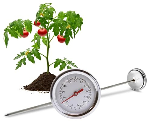 Trädgårdstermometer – 50 cm golvtemperatursond för kompost, lång termometer temperaturmätare, trädgårdsverktyg, reaktionsgolvkompost – anläggningar kompostering