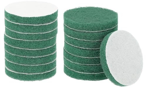 sourcing map 16pcs Scrubber Scouring Pads 180 Grits 3 Inch Drill Power Brush Hoop and Loop Surface Conditioning Disc Drill Scuffing Disc Scrub Pads for Home Kitchen Cleaning, Green
