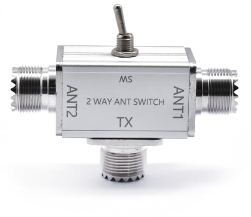 Uxsjakjsd 2-Wege-CB/Ham-Antennenkoax-Schalter Koaxialantennenschalter 100W 1-30 MHz Handbuch Koaxialantennenschalter mit Off/-Schutz BNC