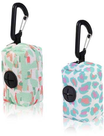2 pezzi Porta sacchetti per cani, Dispenser per Sacchetti per Cacca di Cane, Dispenser di Rifiuti per Animali Domestici con moschettone, per la maggior parte dei sacchetti standard per rifiuti