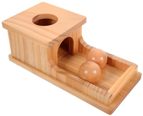iplusmile Caja de Madera para Lanzar Balones Juguete Sensorial de Caja de Balones para Bebés Juguete Cognitivo de Permanencia de Objetos Sala