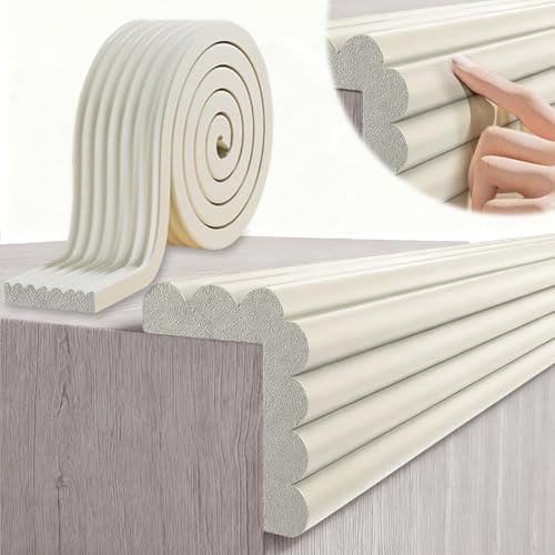 Protector de Bordes de Espuma para bebé, protección de Cantos de Mesa, Esquinas, protección de Cantos autoadhesiva para niños, Cama, alféizar de Ventana y Escritorio, Muebles (Blanco, 5M X 8CM)