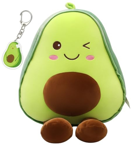 SongBuydn Avocado Kuscheltier 30cm und Schlüsselanhänger, Kuscheltier Kissen für Familie, Dekoration und Reisebegleiter, Grün